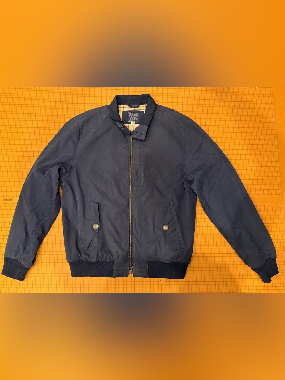 J. Crew Harrington Jacket Cotton Twill Navy Blue Mens Medium Full Zip